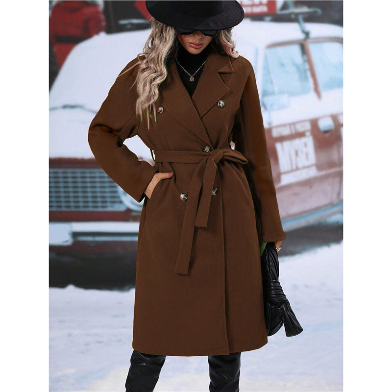 Women's double-breasted trench coat with belt