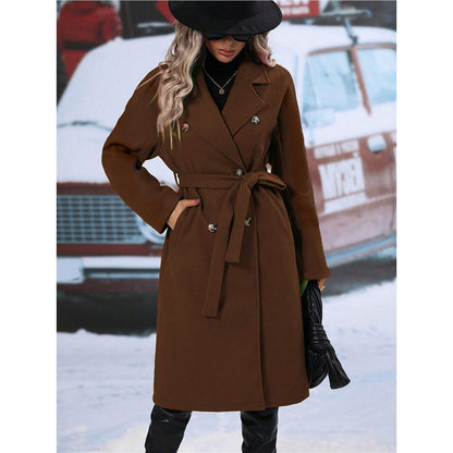 Women's double-breasted trench coat with belt