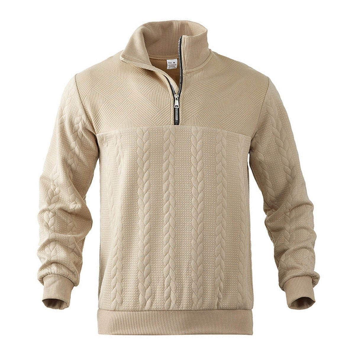 Cable knit quarter-zip sweater for men