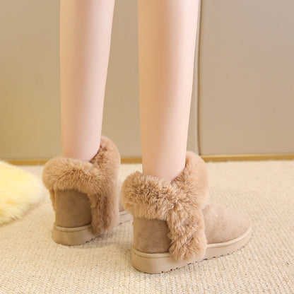 Black slip-on women's winter ankle boots with round toe