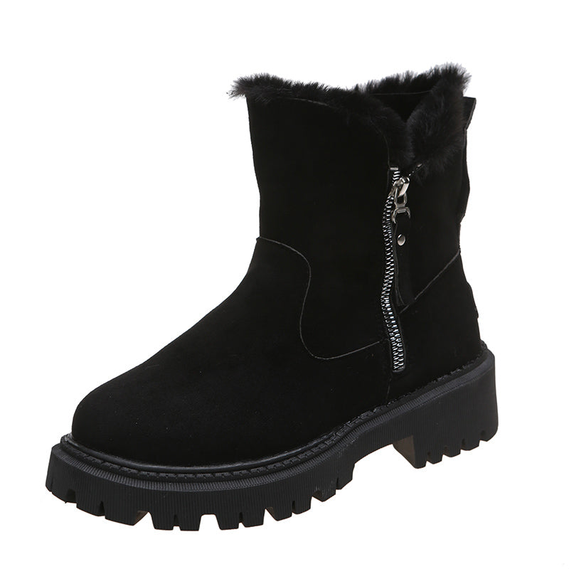 Women's plush snow boots with side zip