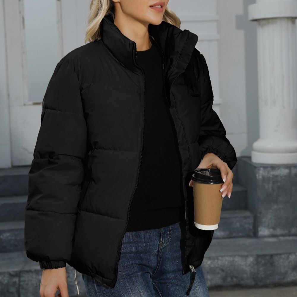 Women's loose fit windproof winter coat in solid color