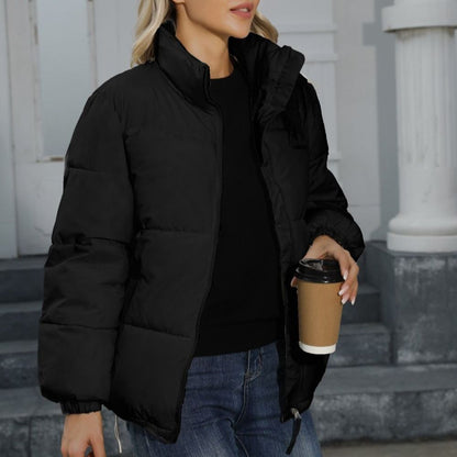 Women's loose fit windproof winter coat in solid color