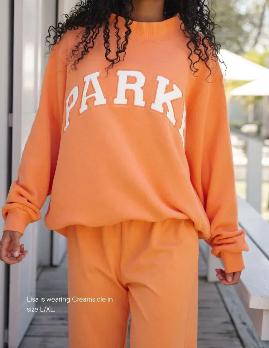 Varsity Oversized Sweatshirt Creamsicle Orange with White Letters