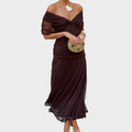 Rosalind | Floral Off-Shoulder Maxi Dress with Ruched Waist