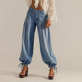 Emilia | Cropped Wide Leg Tie-Ankle Jeans