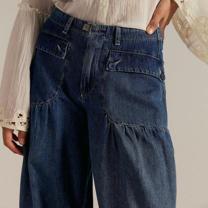 Emilia - Cropped Wide Leg Tie-Ankle Jeans