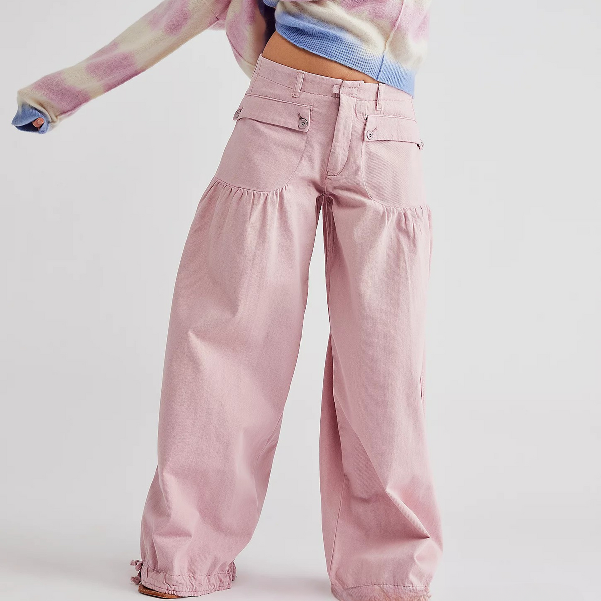 Emilia - Cropped Wide Leg Tie-Ankle Jeans