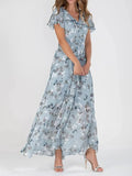 Carys | Floral Flutter-Sleeve Maxi Dress