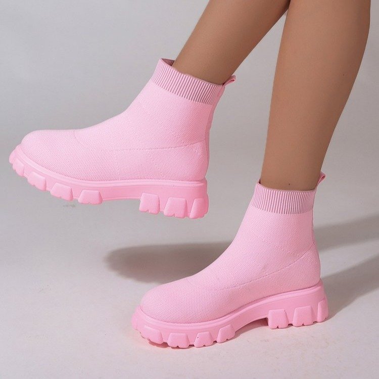 Women's mid heel sock style ankle boots