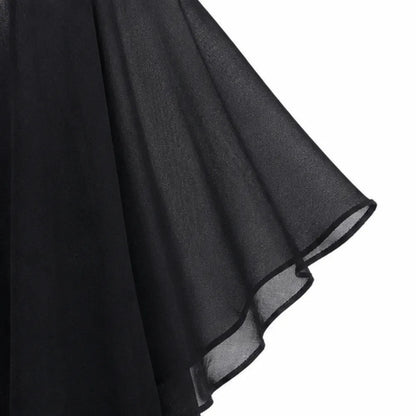 Velora - Rhinestone V-Neck Cape Midi Dress