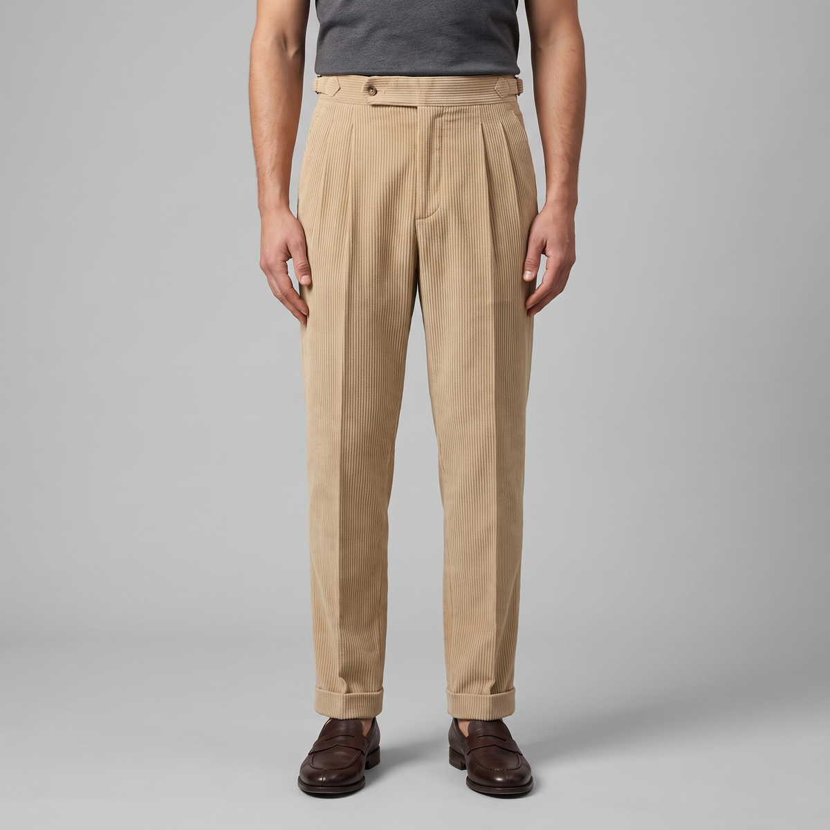Constantijn - Corduroy Pleated Trousers with Tailored Cut