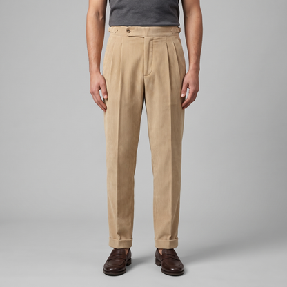 Constantijn - Corduroy Pleated Trousers with Tailored Cut