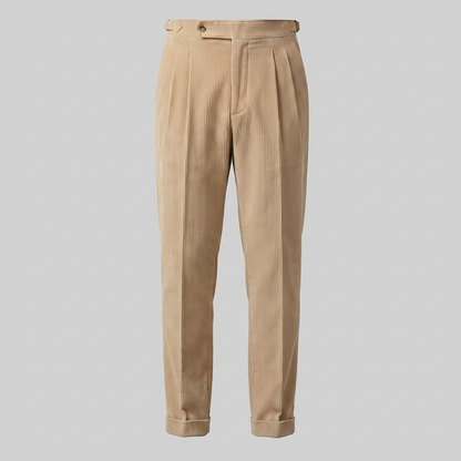 Constantijn - Corduroy Pleated Trousers with Tailored Cut