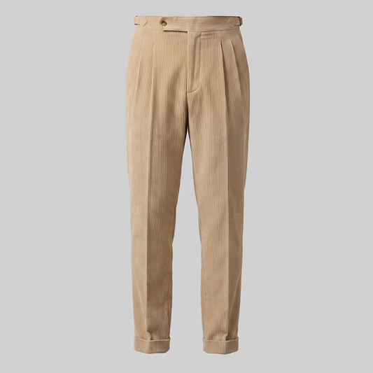 Constantijn - Corduroy Pleated Trousers with Tailored Cut