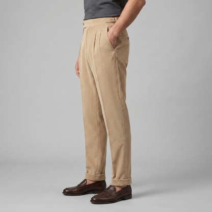 Constantijn - Corduroy Pleated Trousers with Tailored Cut