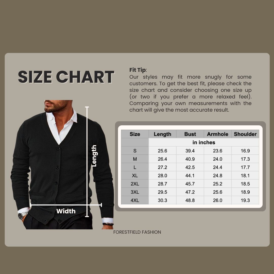 Button Front Knit Cardigan with V Neck for Men