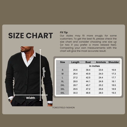 Button Front Knit Cardigan with V Neck for Men