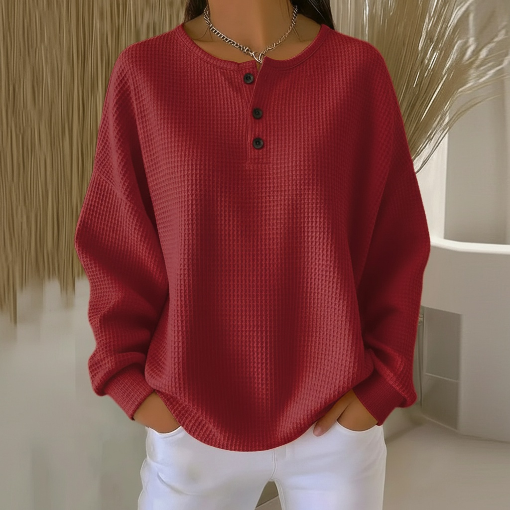 Amara - Waffle Knit Long Sleeve Top