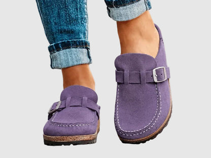 Women's orthopedic clogs with slip-on design - purple