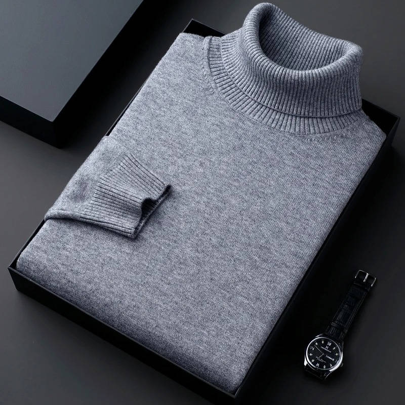 Men's knit turtleneck sweater - dark grey