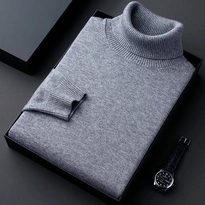 Men's knit turtleneck sweater - dark grey