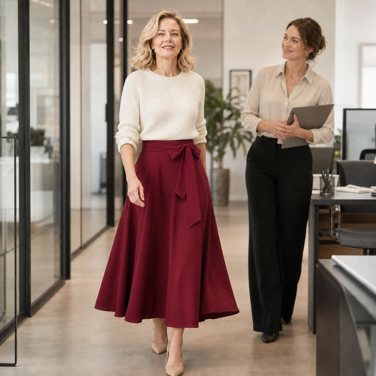 Gaetane - Self-Tie Pleated Midi Skirt