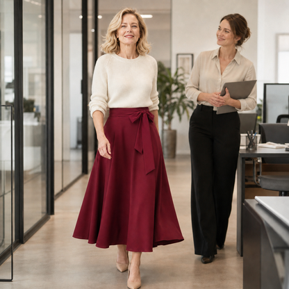 Gaetane - Self-Tie Pleated Midi Skirt