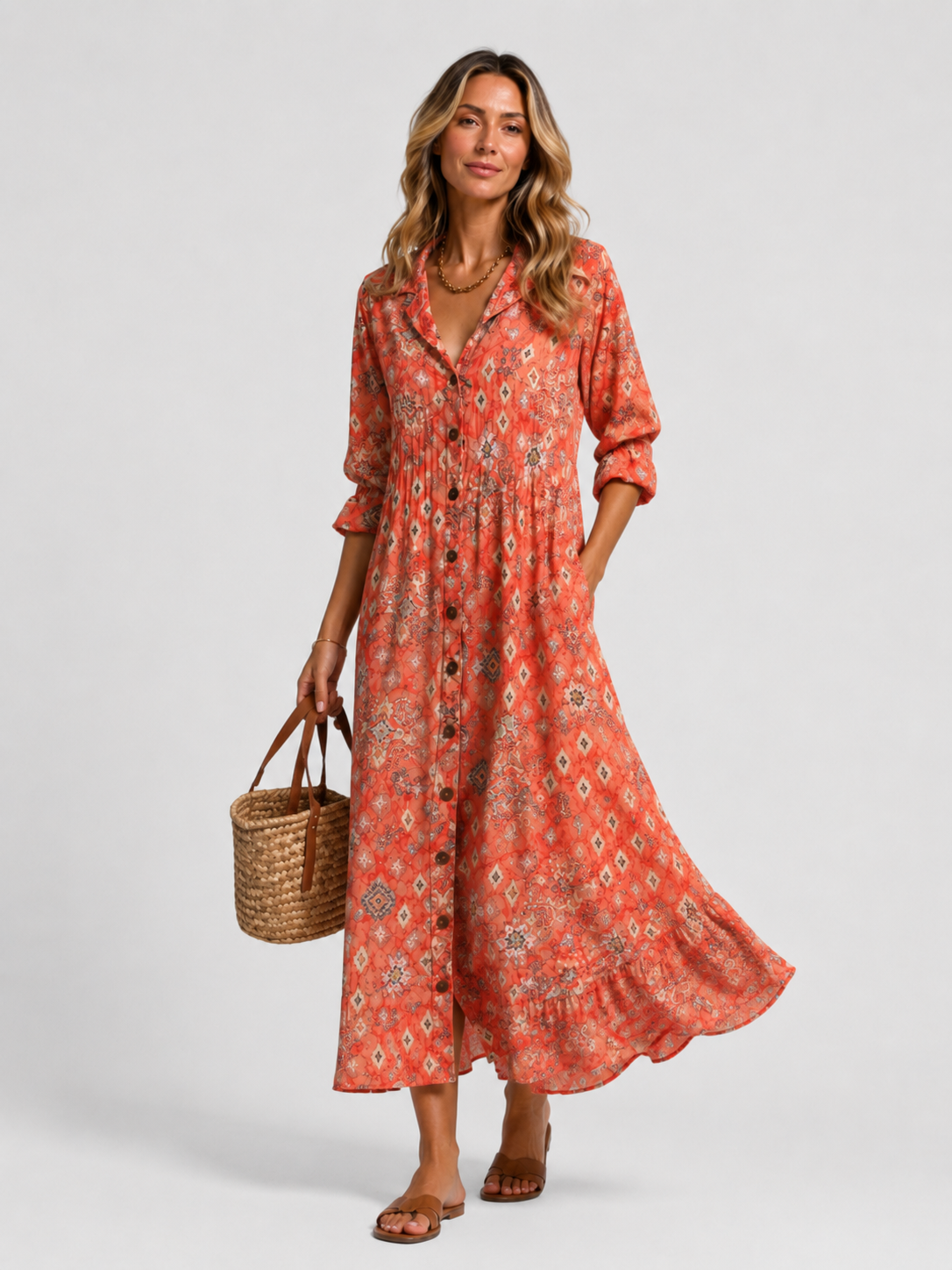Women's midi dress with boho-inspired details