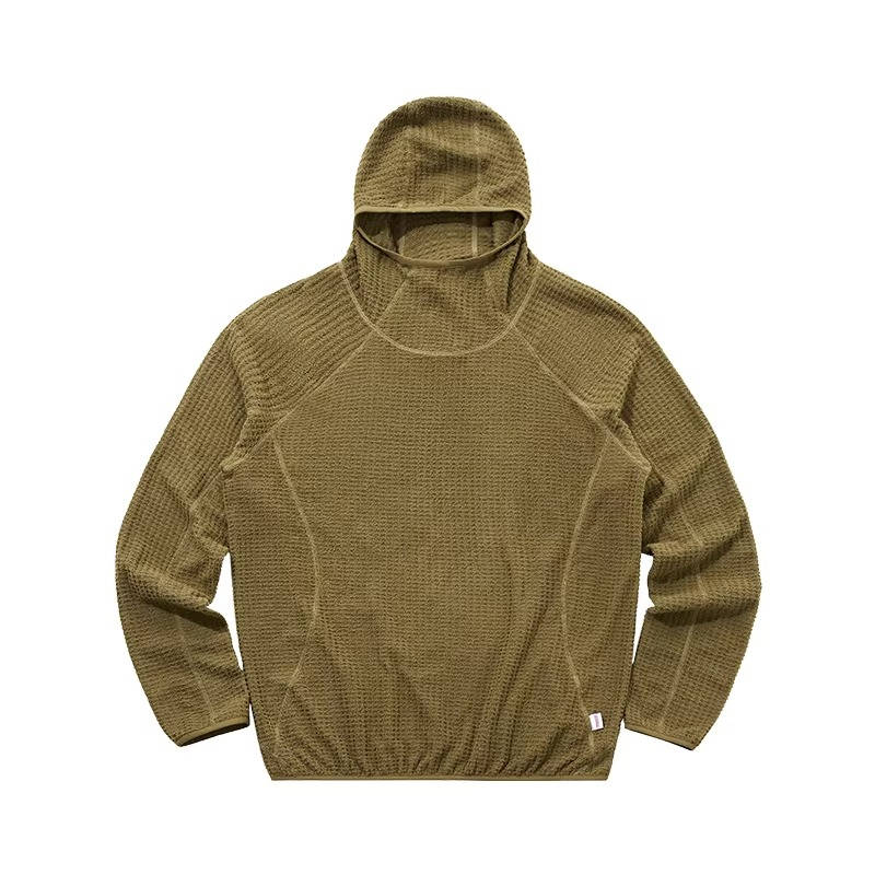 Waffle knit pullover hoodie for men
