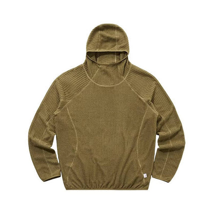 Waffle knit pullover hoodie for men