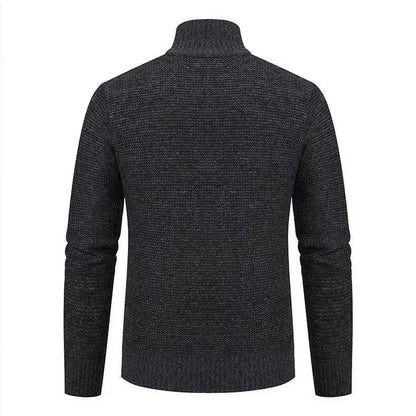 Sweater jacket for men with quilted hybrid panels