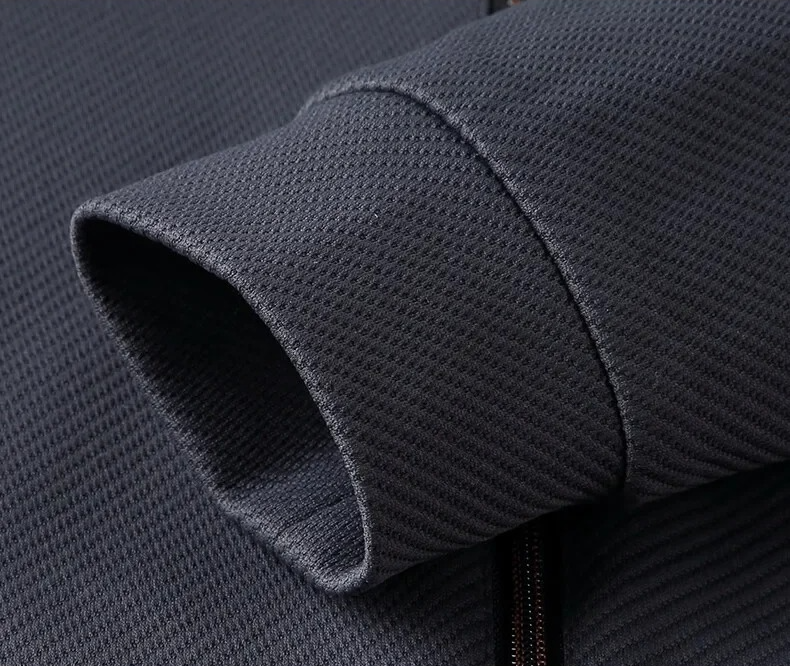 Men's textured tracksuit set with zip jacket