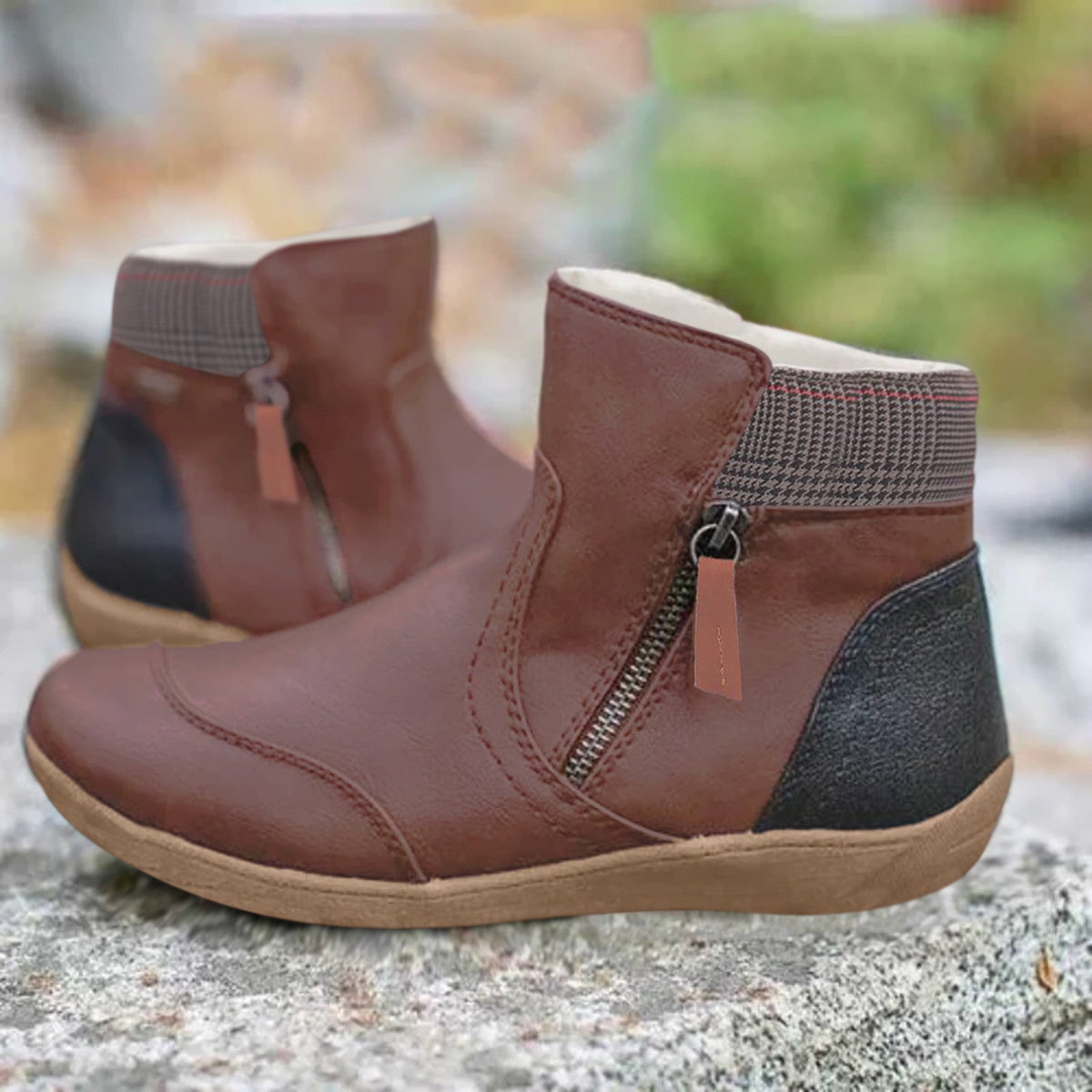 Women's orthopedic boots for wet weather - brown