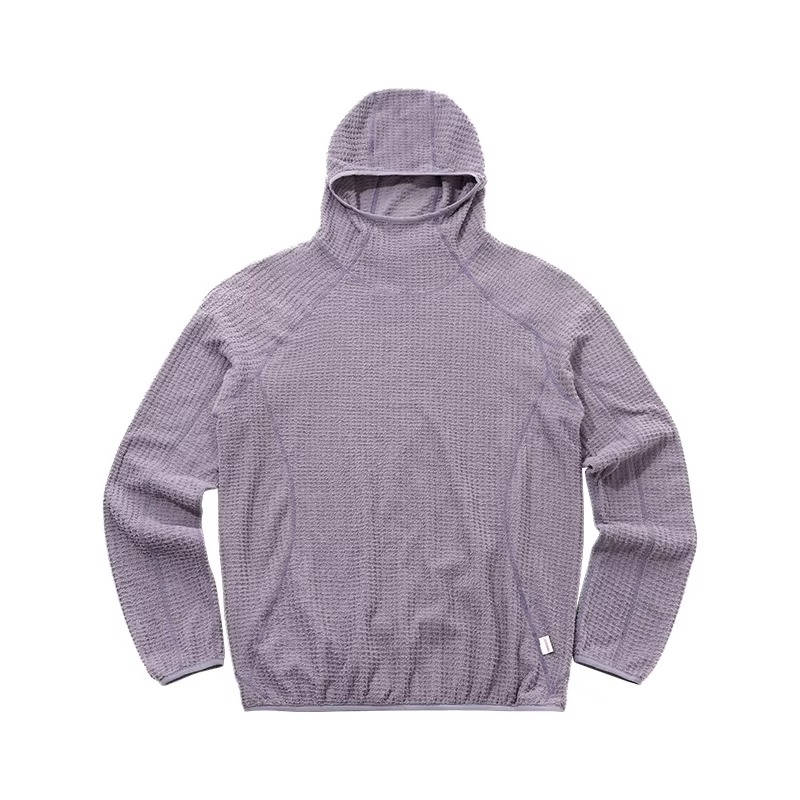 Waffle knit pullover hoodie for men
