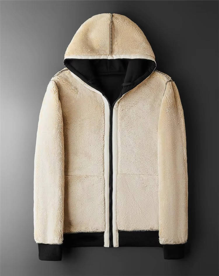 Sherpa lined hoodie jacket for men