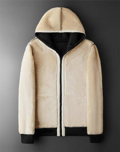 Sherpa lined hoodie jacket for men