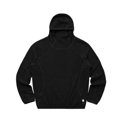 Waffle knit pullover hoodie for men