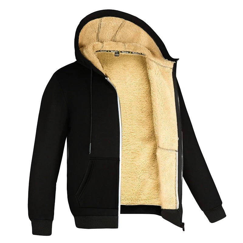 Sherpa lined hoodie jacket for men