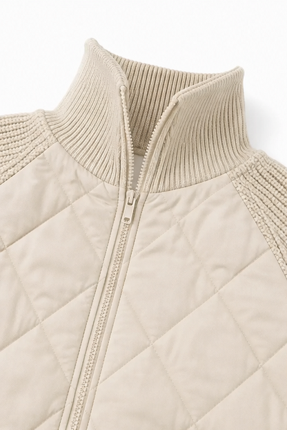 Domitille - Knit-Panel Quilted Patchwork Puffer