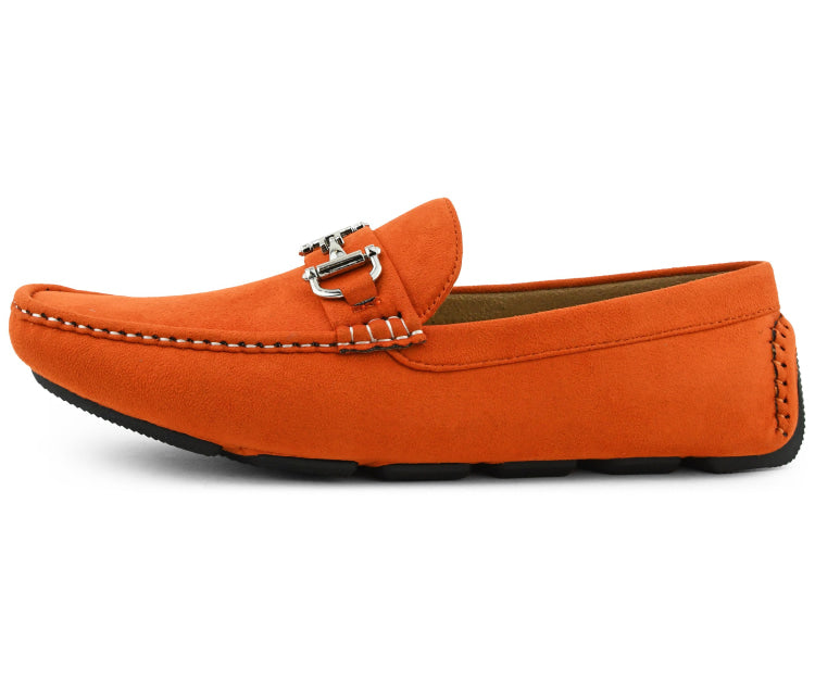 Suede Driving Loafers with Metal Bit for Men