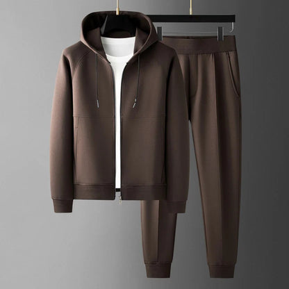 Men's hooded tailored stretch jacket with zip front