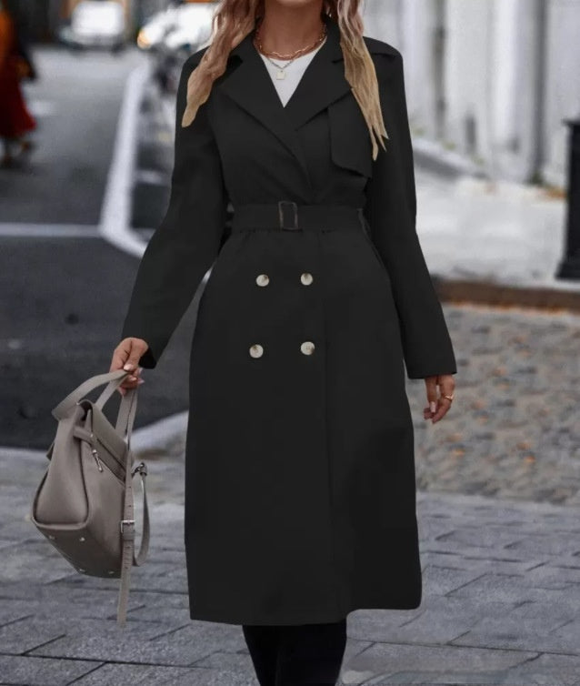 Women's double-breasted trench coat with belt