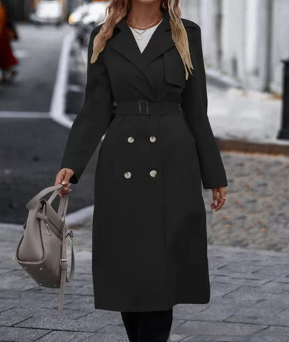 Women's double-breasted trench coat with belt