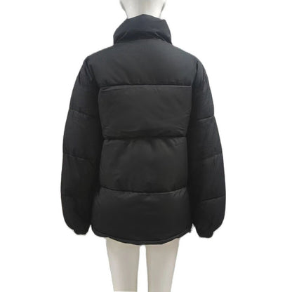Women's loose fit windproof winter coat in solid color