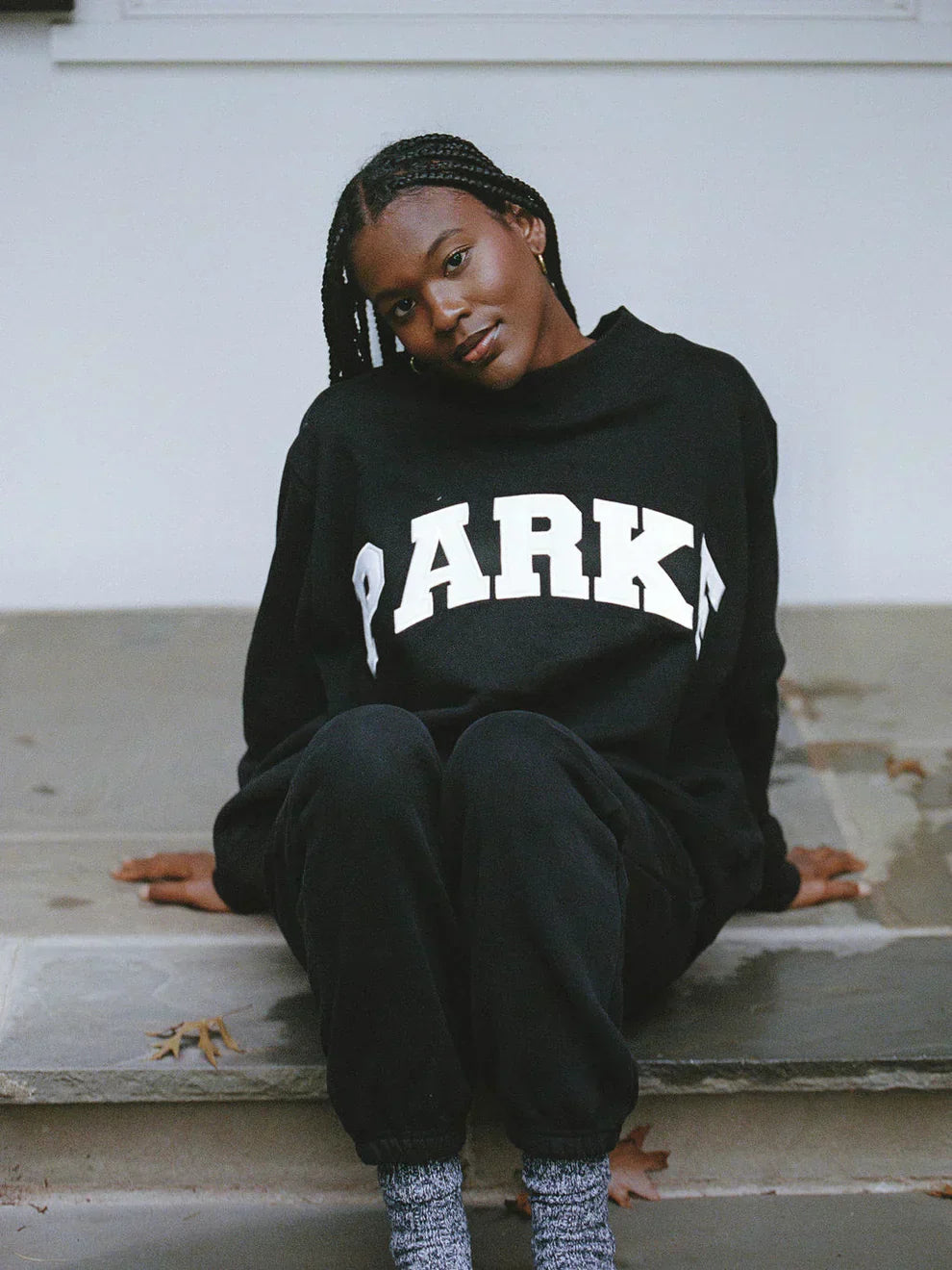 Varsity Oversized Sweatshirt Black with White Letters