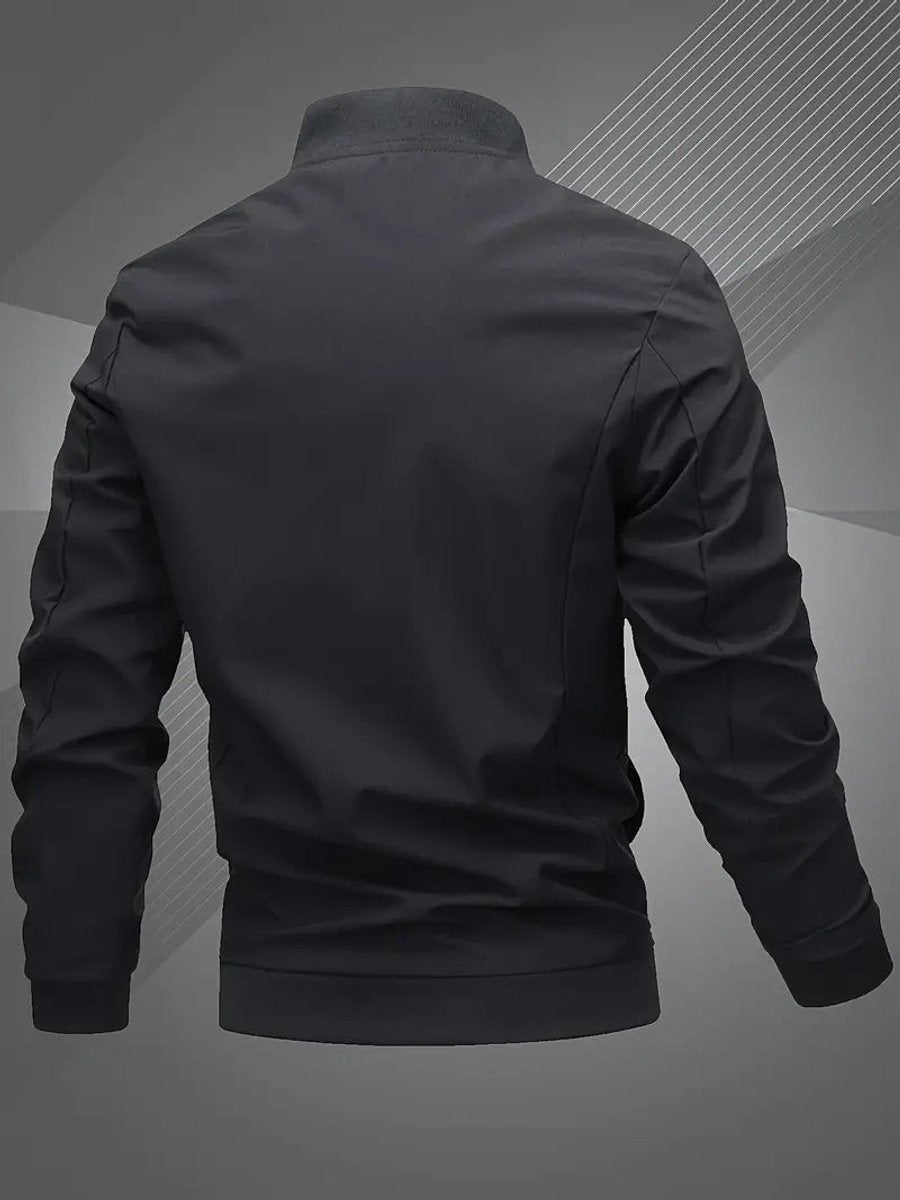 Athletic bomber jacket for men with stand collar