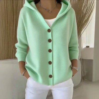 Calliope - Hooded A-Line Button-Up Cardigan