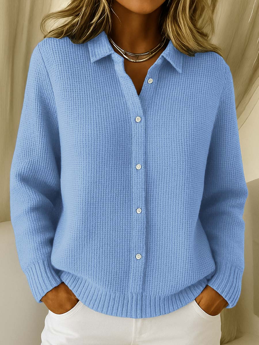 Jacinta - Collared Button-Front Knit Cardigan