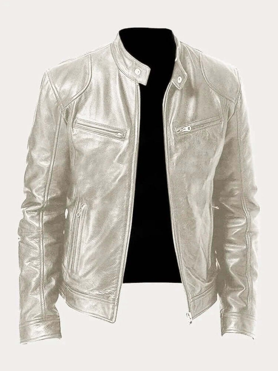Genuine leather jacket for men - silver